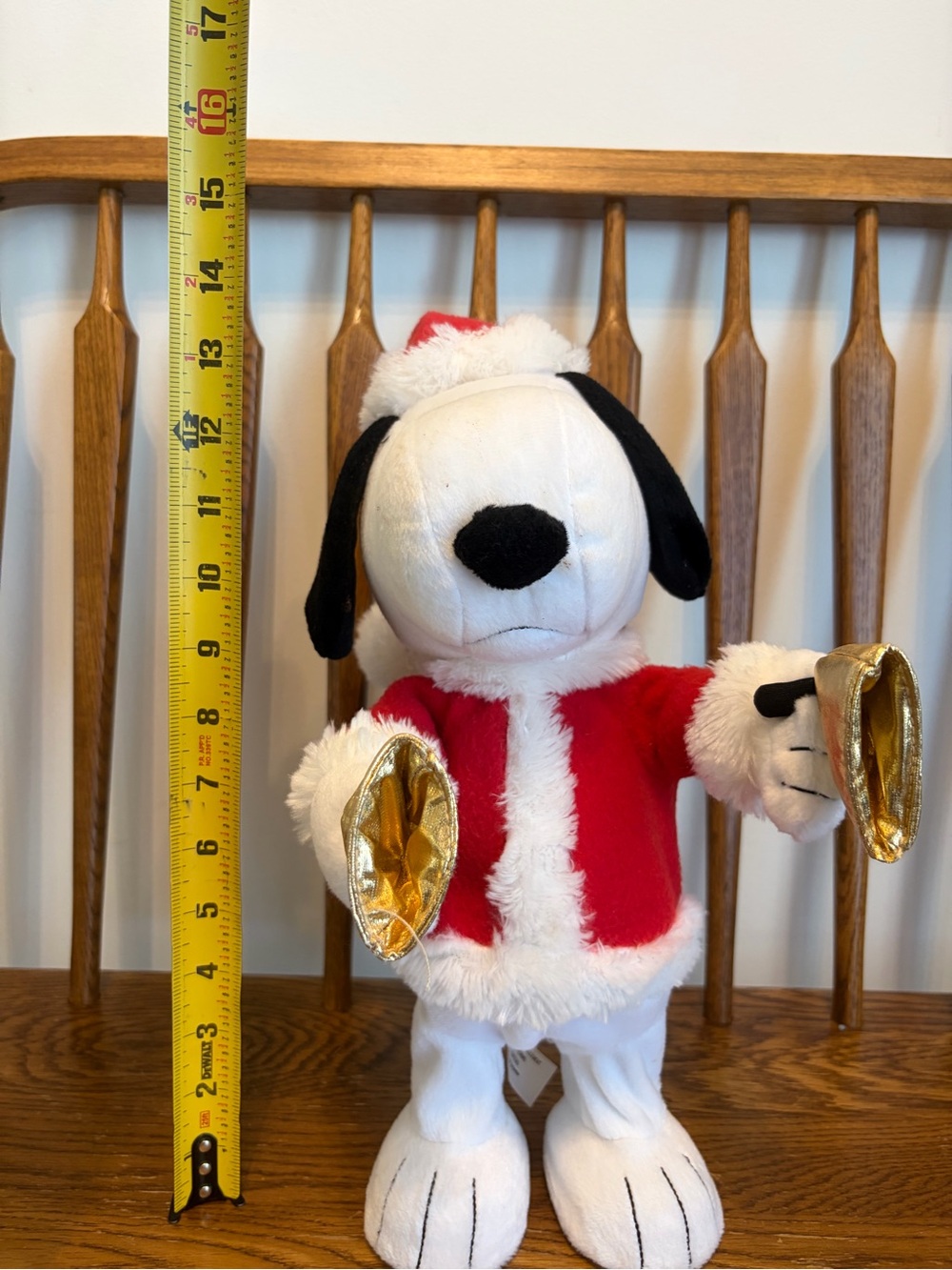 Hallmark Peanuts Animated Snoopy Bell Ringer Christmas Plush 14" Santa Suit - Picture 5 of 5